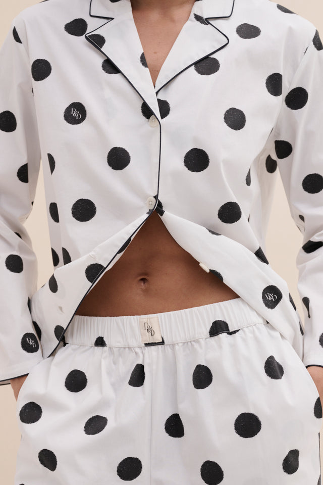402 Long Pyjama Set Dot White/Black