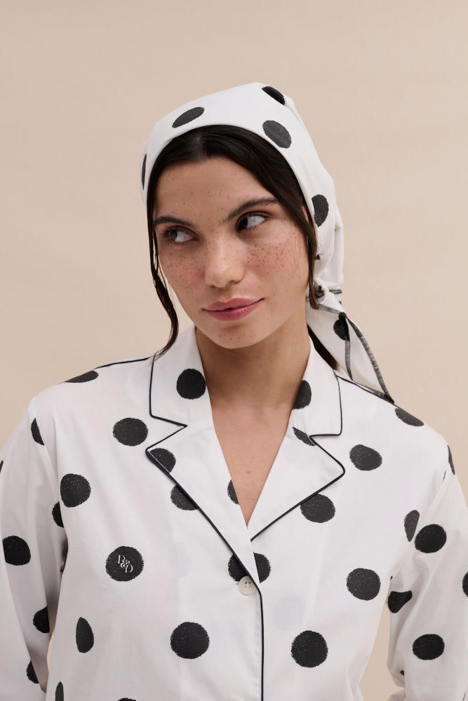 402 Long Pyjama Set Dot White/Black