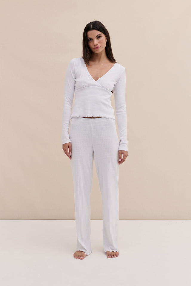 Pointelle Lounge Trousers White