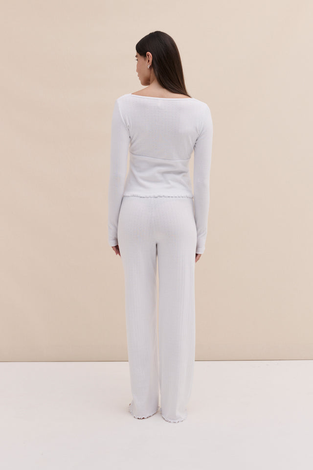 Pointelle Lounge Trousers White