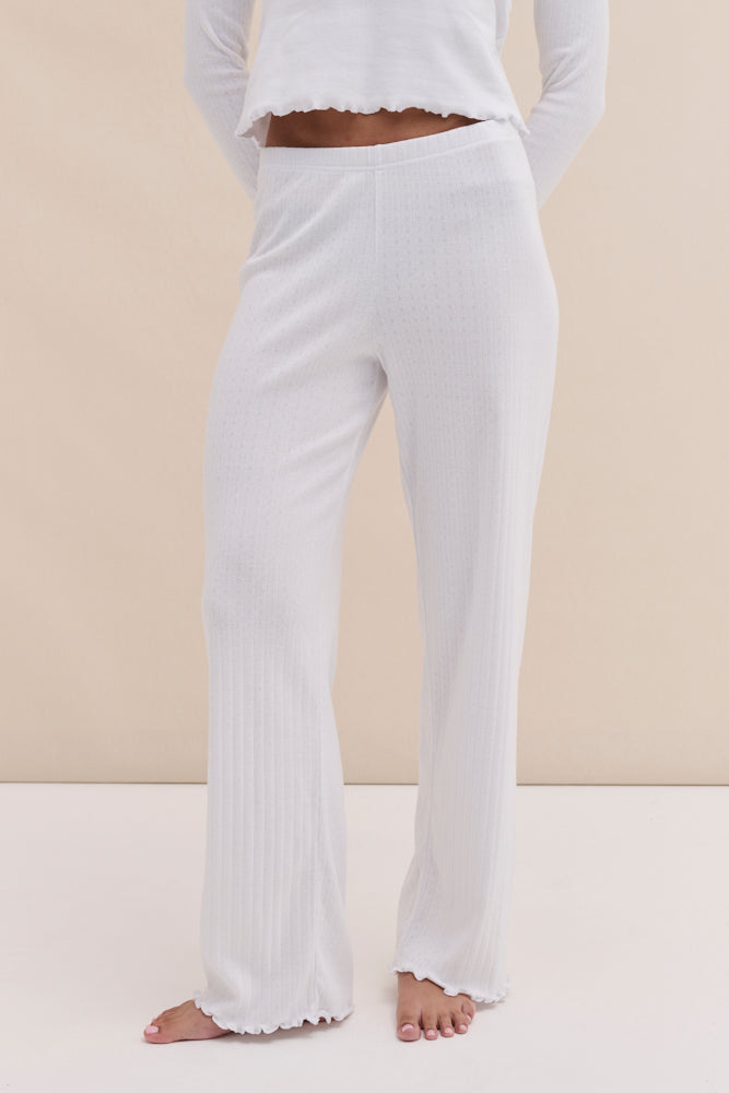 Pointelle Lounge Trousers White