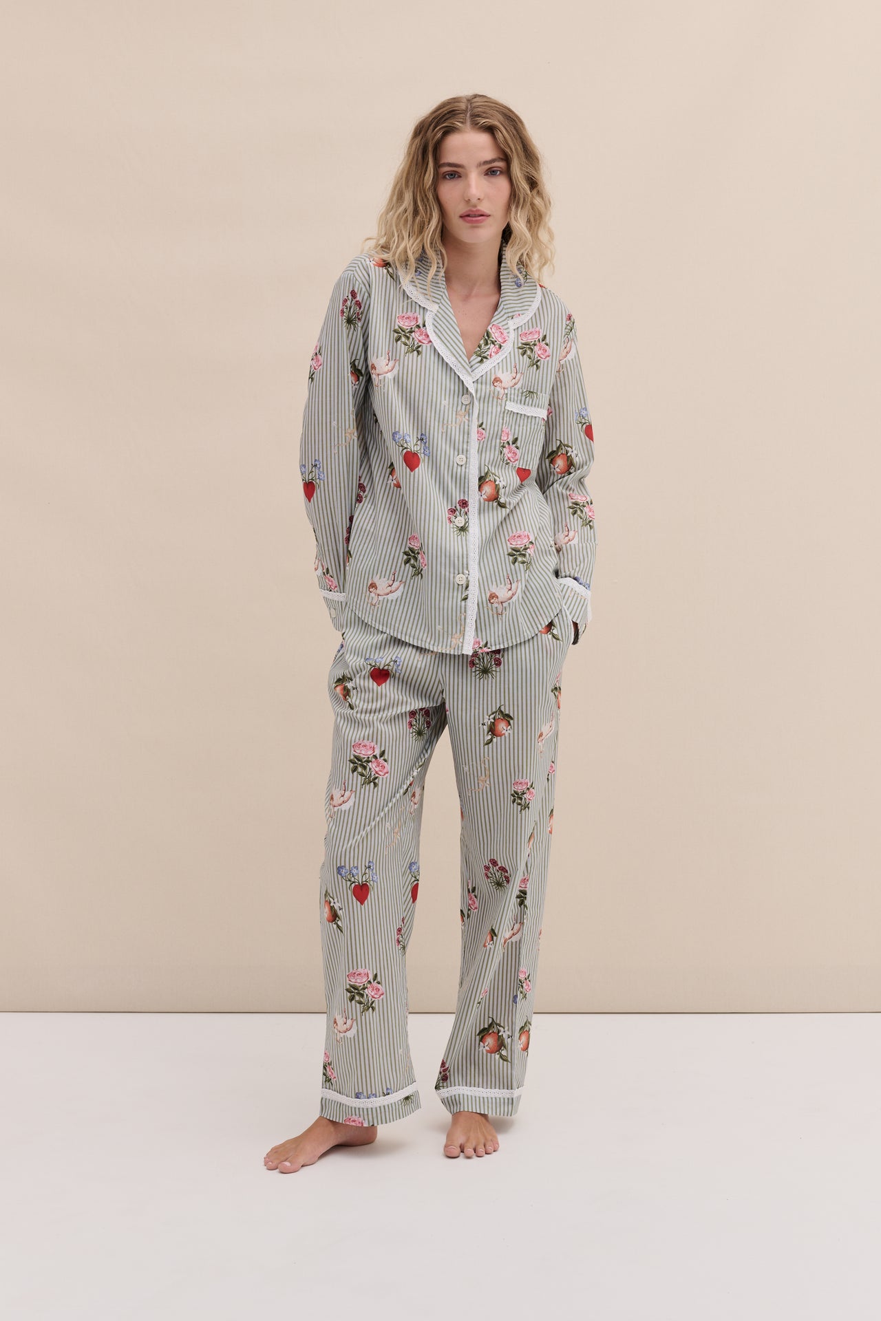 Long Pyjama Set Primavera Pinstripe Blue