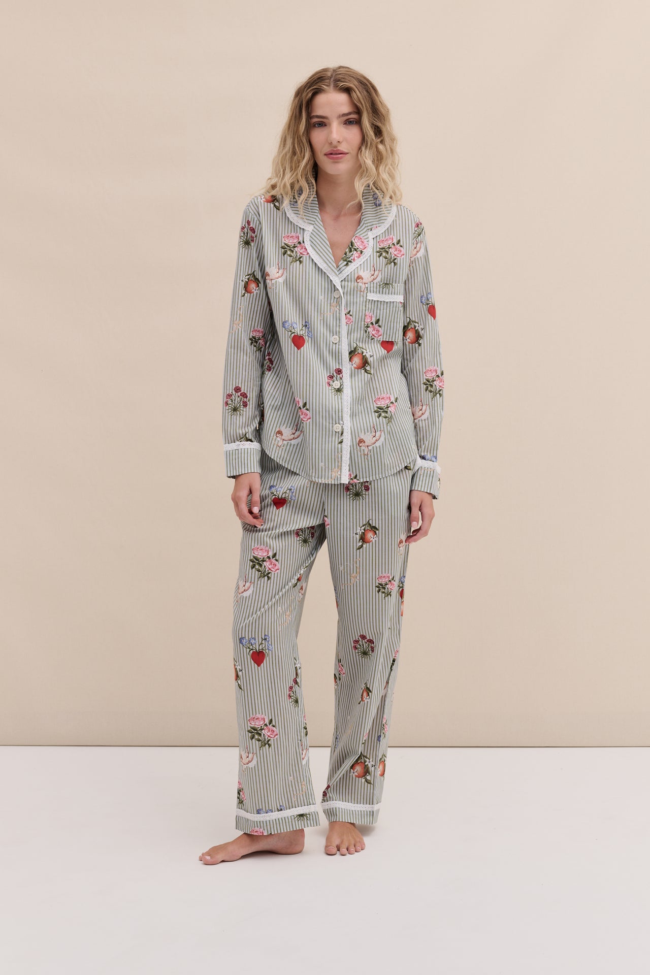 Long Pyjama Set Primavera Pinstripe Blue