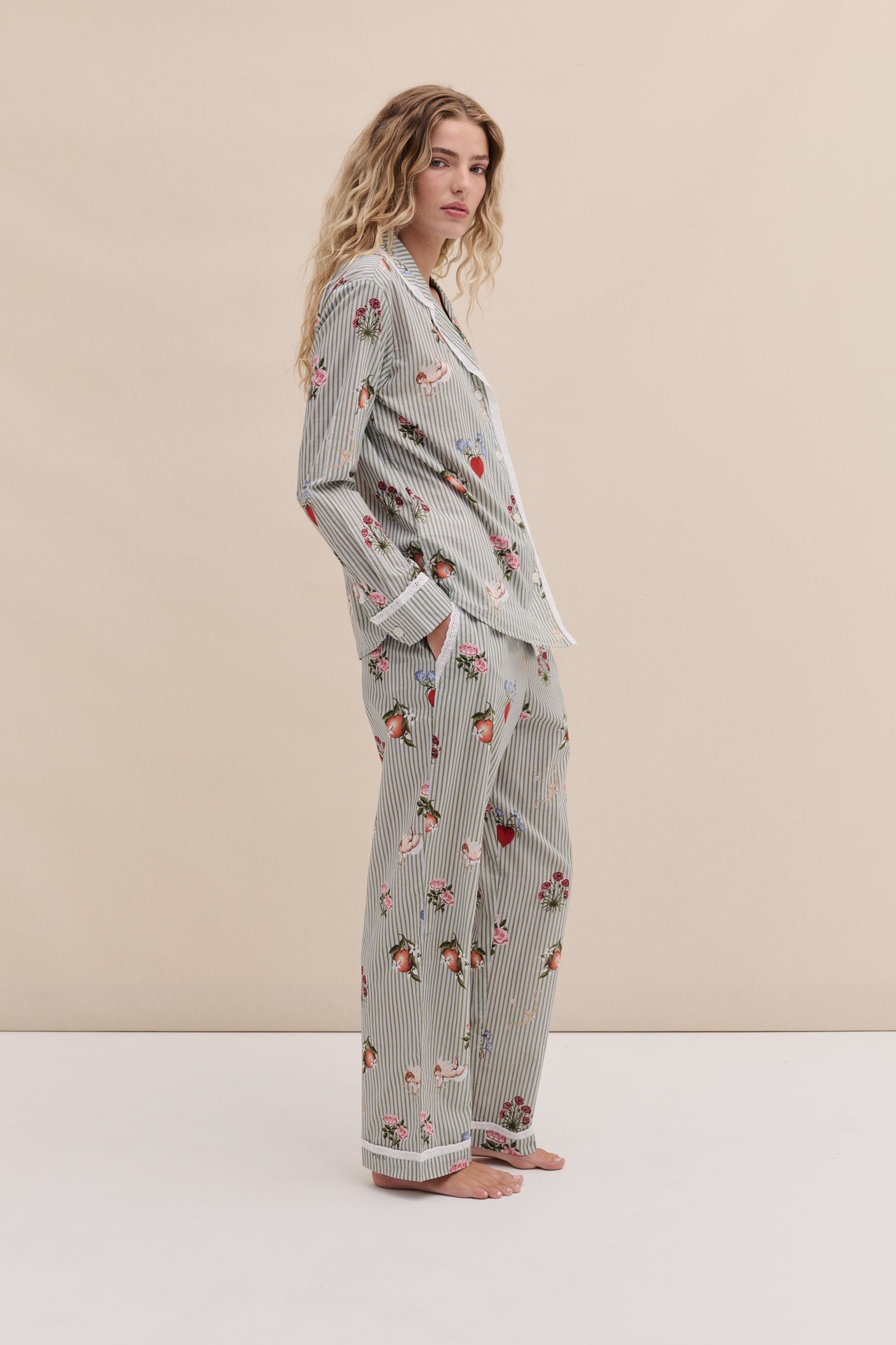 Long Pyjama Set Primavera Pinstripe Blue