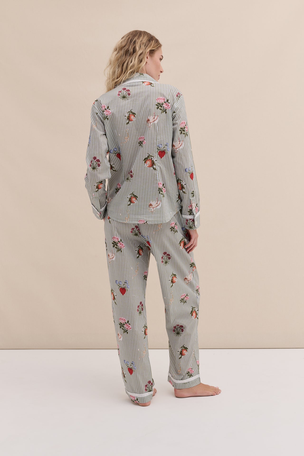 Long Pyjama Set Primavera Pinstripe Blue