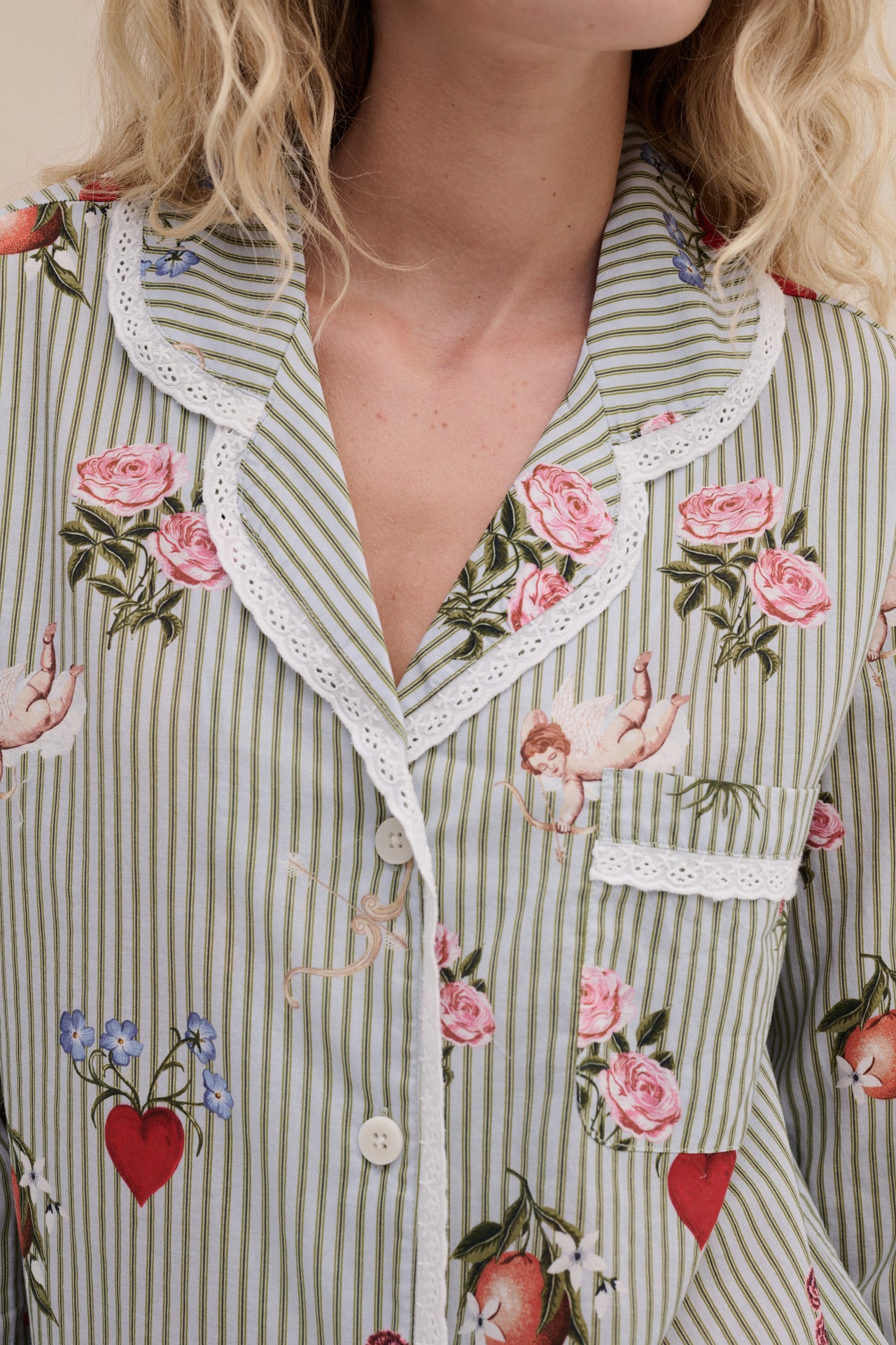 Long Pyjama Set Primavera Pinstripe Blue