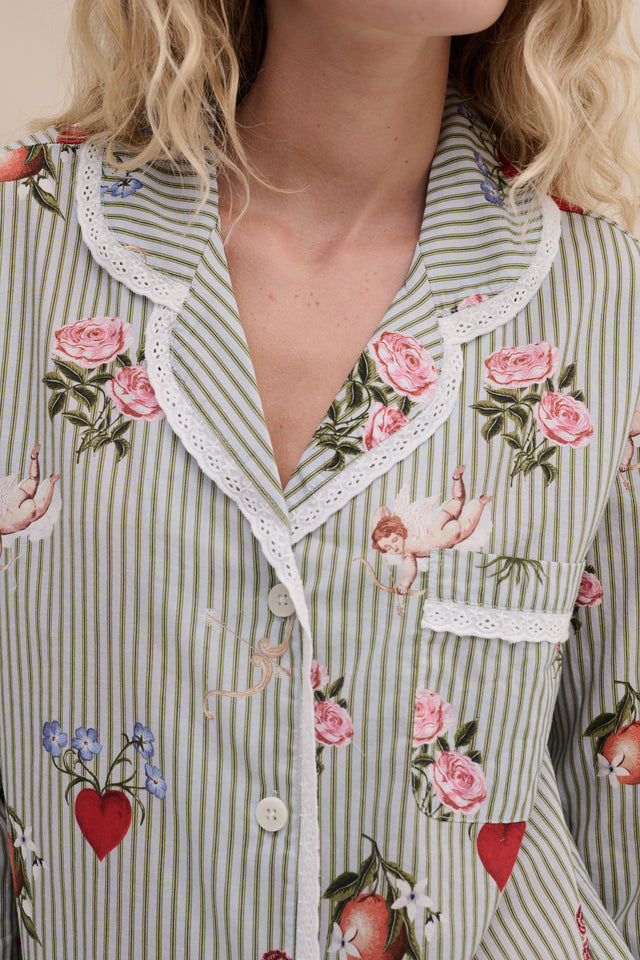 Long Pyjama Set Primavera Pinstripe Blue