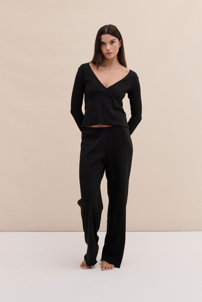 Pointelle Lounge Trousers Black
