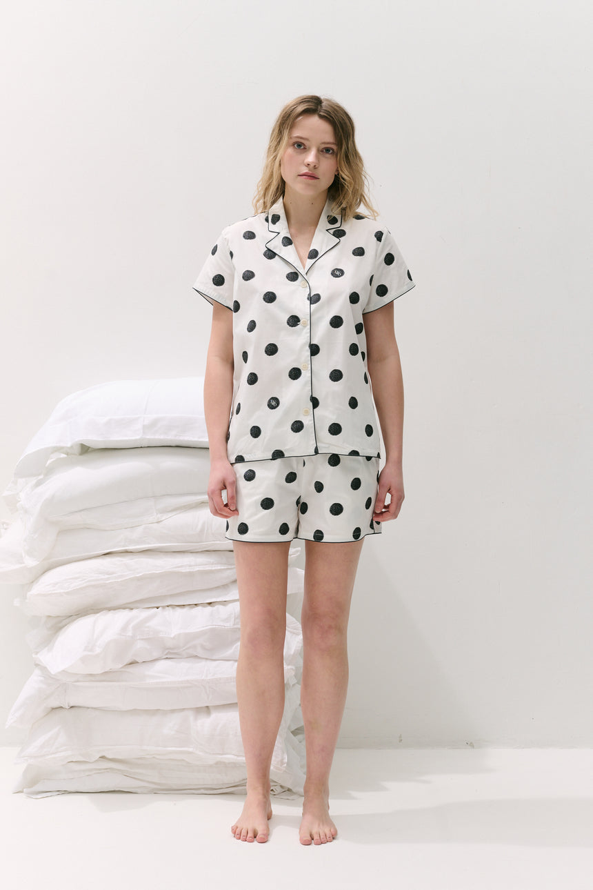 402 Short Pyjama Set Dot White/Black