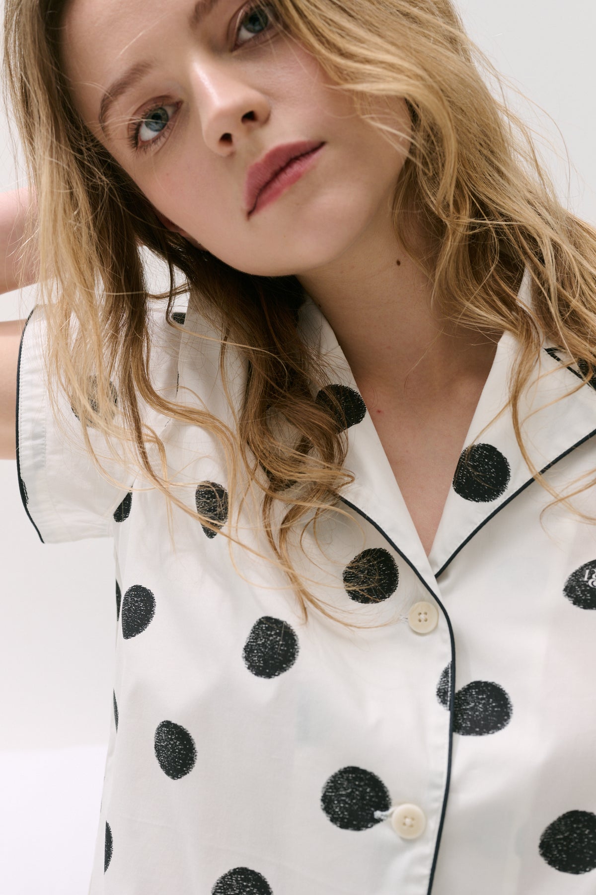 402 Short Pyjama Set Dot White/Black