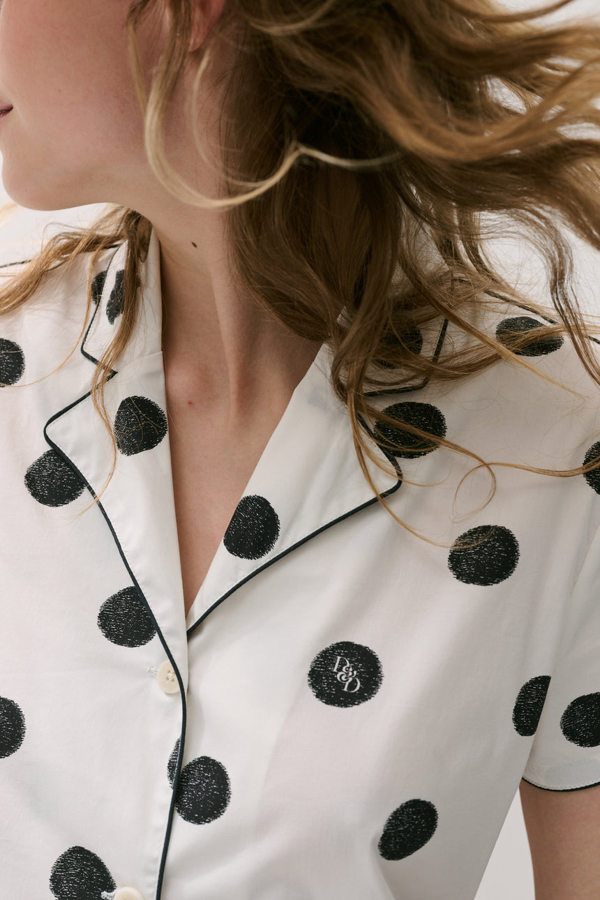 402 Short Pyjama Set Dot White/Black
