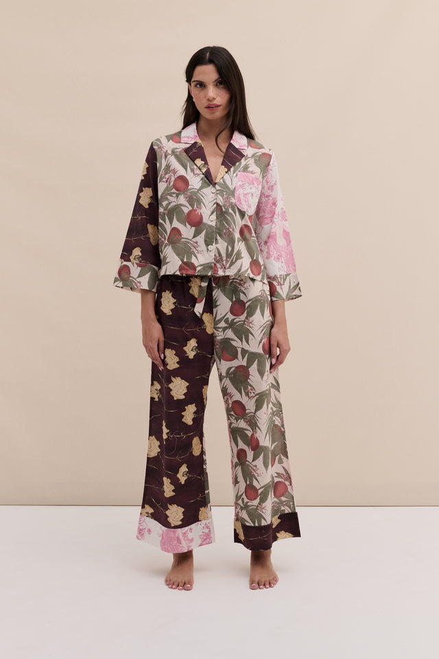 Boxy Shirt and Wide Leg Trouser Set Renaissance Patchwork Multi