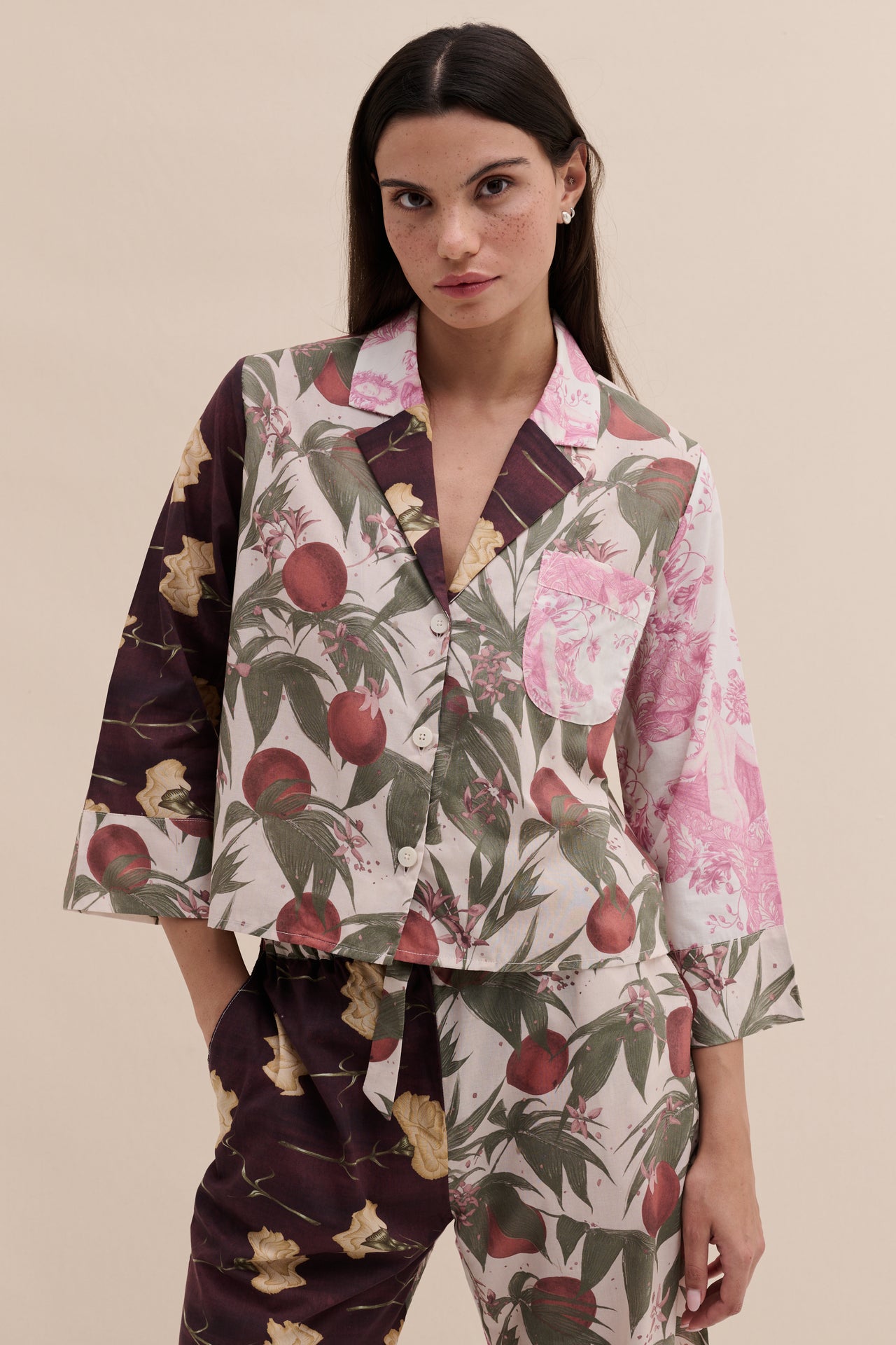 Boxy Shirt and Wide Leg Trouser Set Renaissance Patchwork Multi