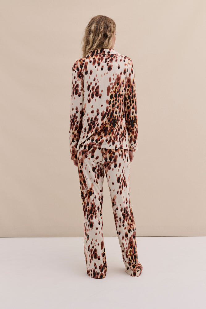 Lyocell Jersey Long Pyjama Set Leopard Brown/Cream