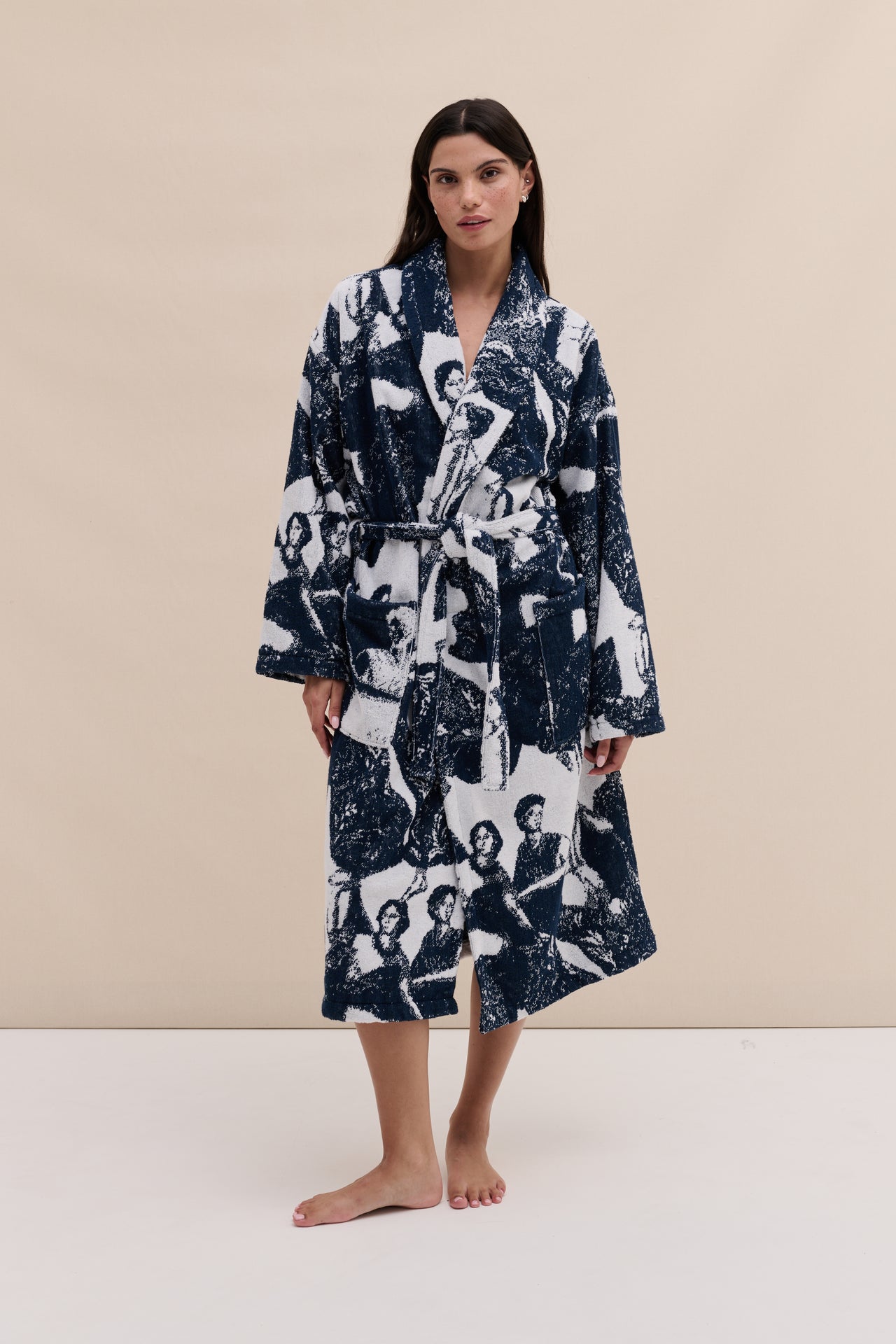 Unisex Towel Robe Flora Navy
