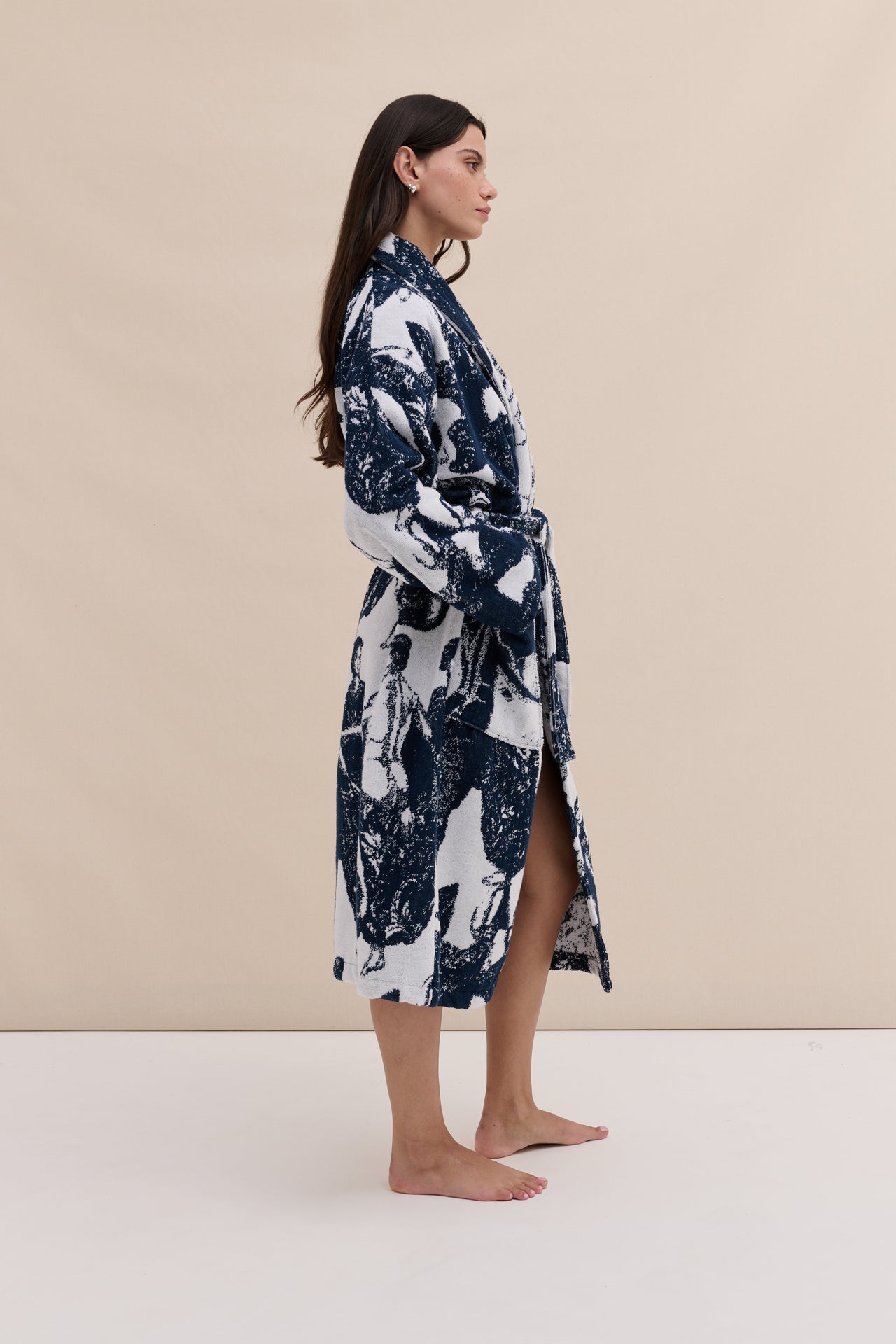 Unisex Towel Robe Flora Navy
