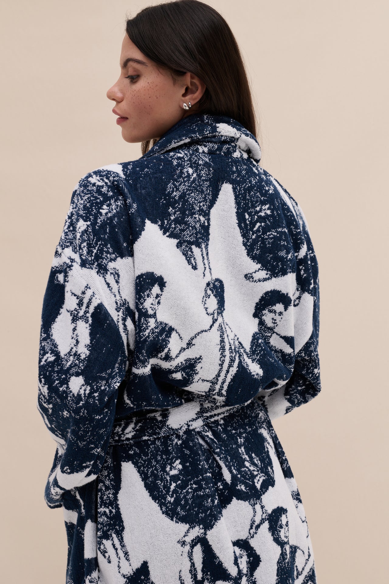 Unisex Towel Robe Flora Navy