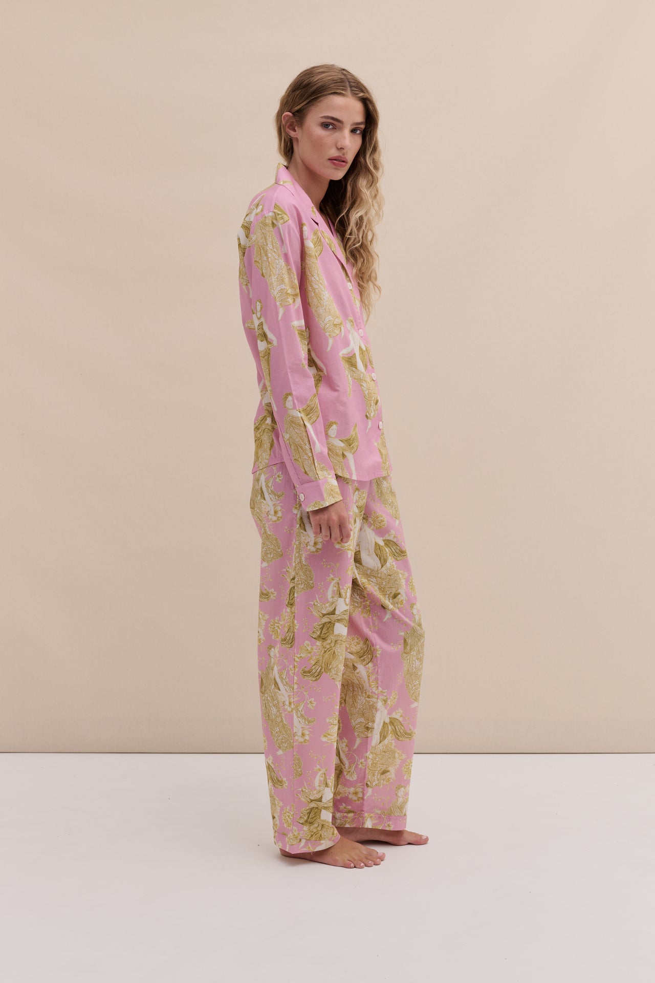 Long Pyjama Set Flora Pink/Gold