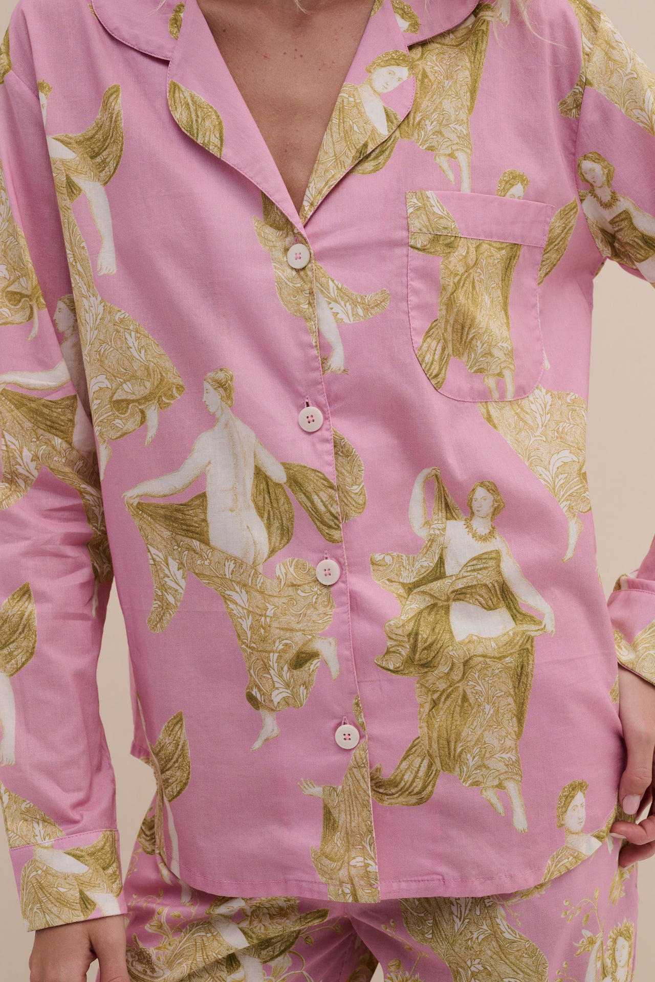 Long Pyjama Set Flora Pink/Gold