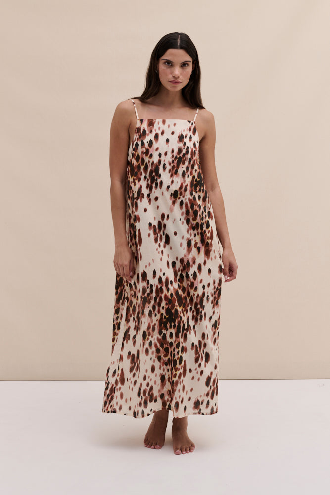 Square Nightie Leopard Brown Cream