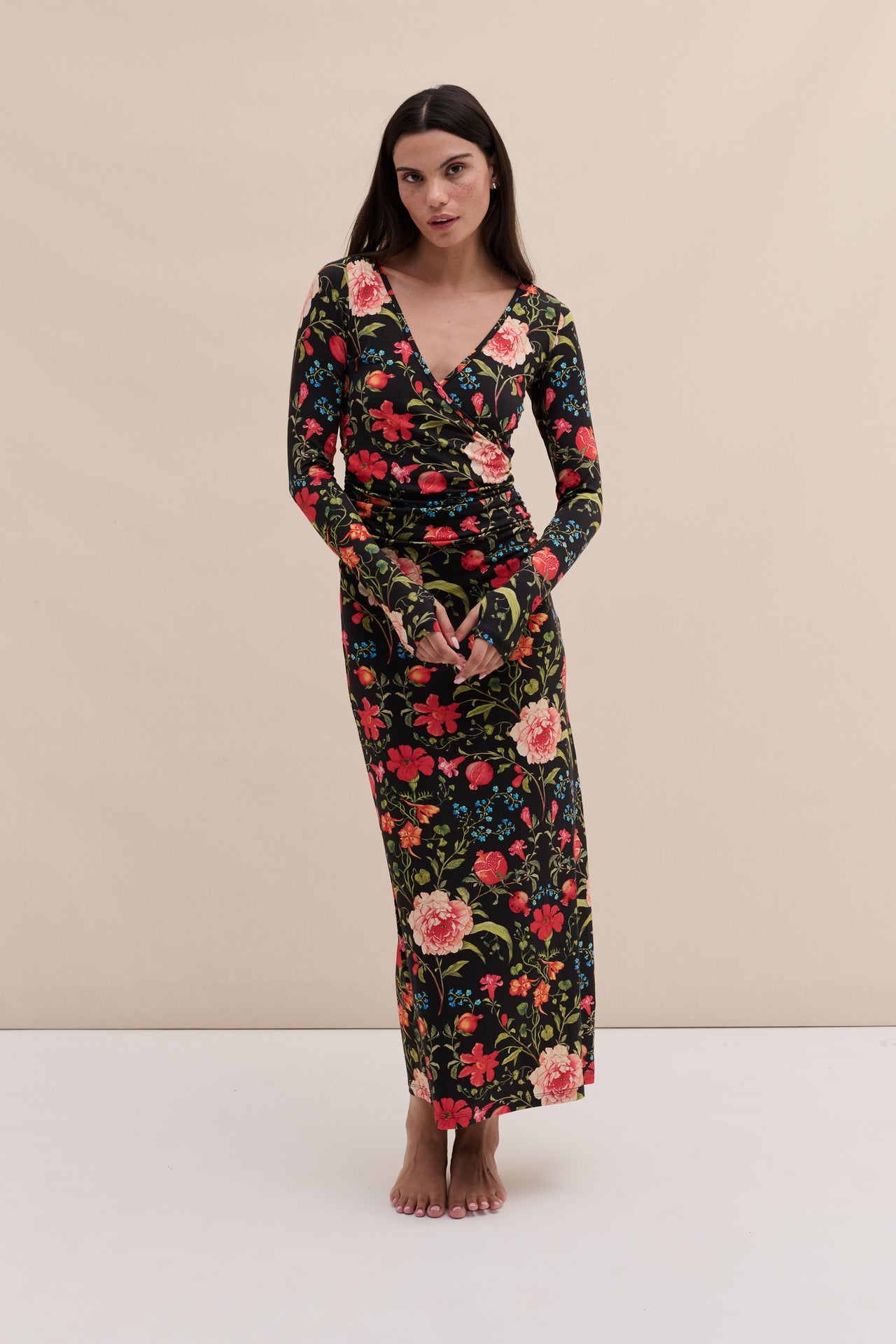 Lyocell Jersey Long Sleeve Wrap Nightie Persephone