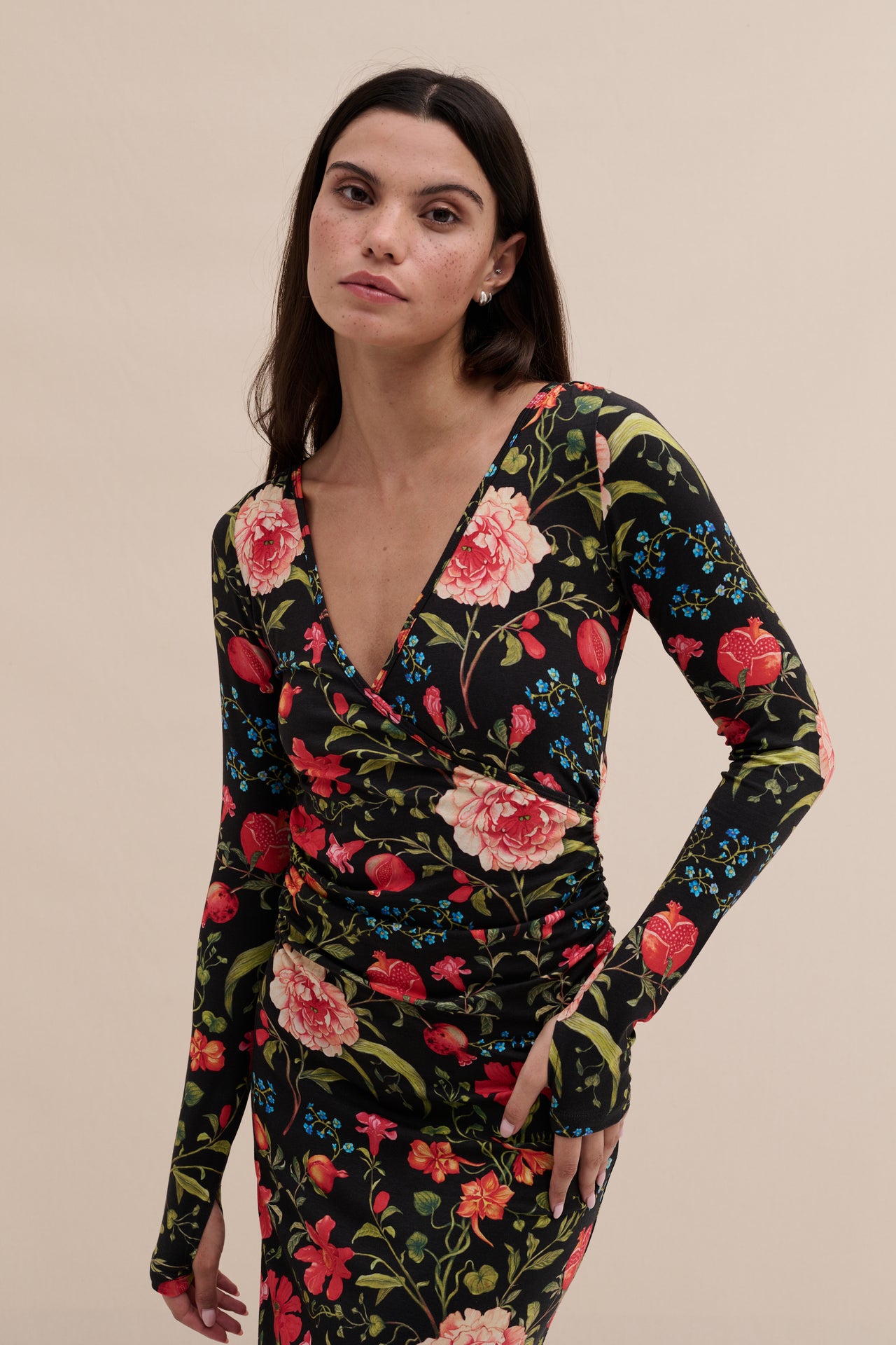 Lyocell Jersey Long Sleeve Wrap Nightie Persephone