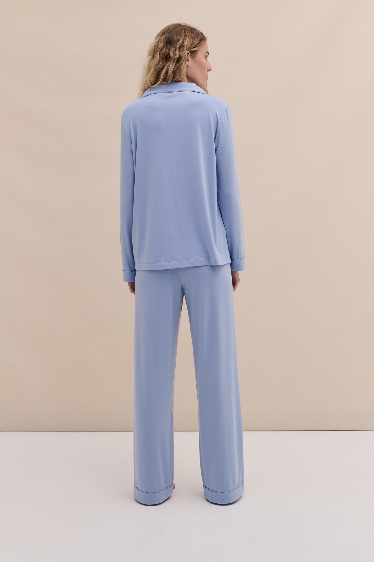 Lyocell Jersey Long Pyjama Set Blue
