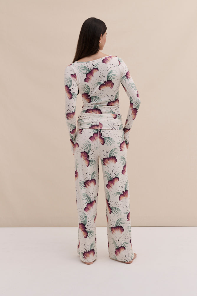 Lyocell Jersey Wrap Top & Fold Over Trousers Set Tigerlily Cream
