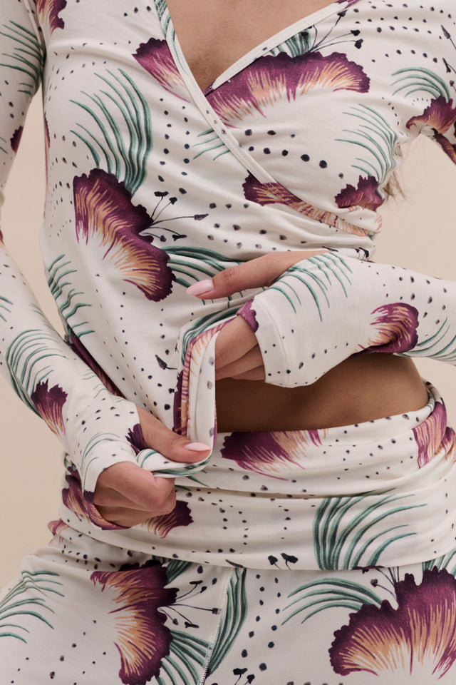 Lyocell Jersey Wrap Top & Fold Over Trousers Set Tigerlily Cream