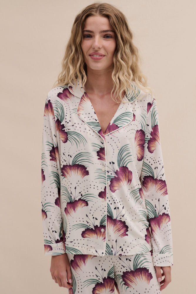 Lyocell Jersey Long Pyjama Set Tigerlily Cream