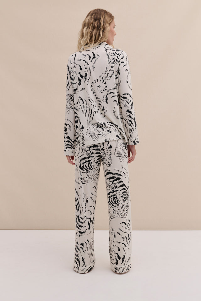 Lyocell Jersey Long Pyjama Set Tigress Cream