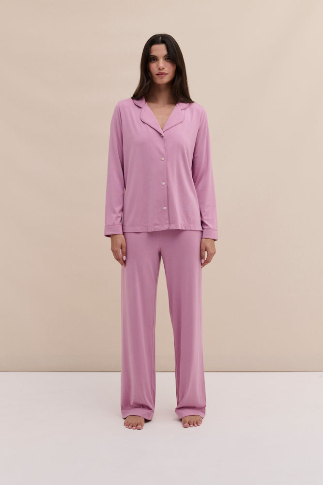 Lyocell Jersey Long Pyjama Set Pink