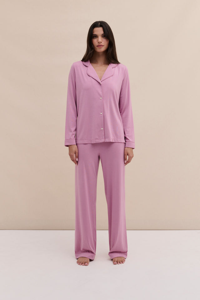 Lyocell Jersey Long Pyjama Set Pink