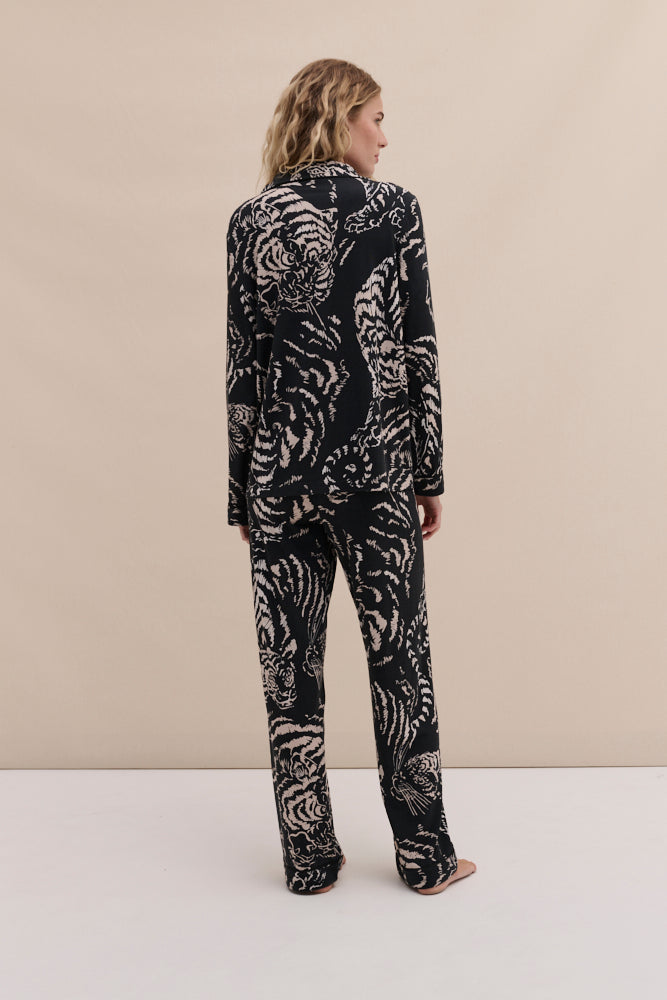 Lyocell Jersey Long Pyjama Set Tigress Graphite