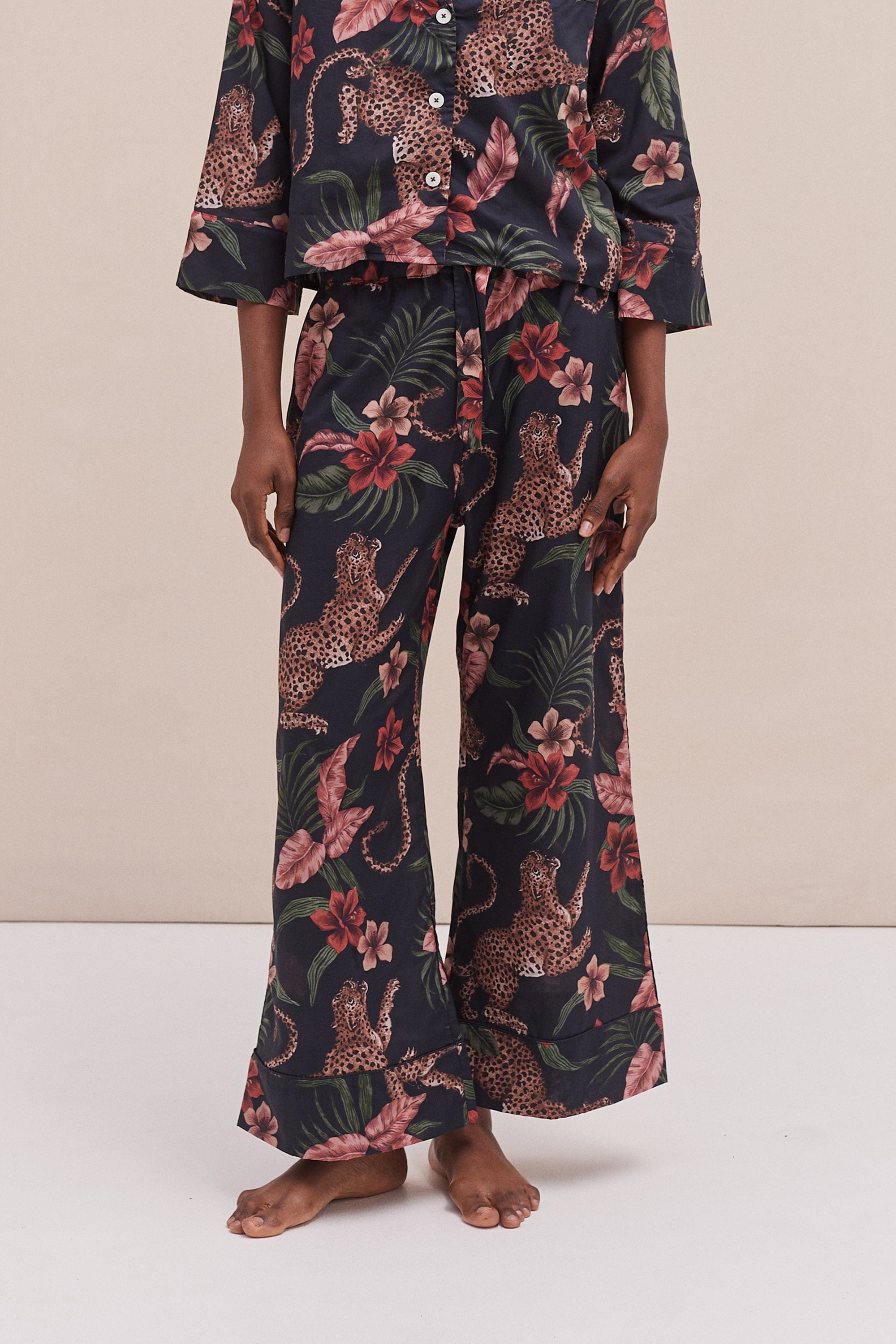 Wide Leg Pyjama Trousers Soleia Leopard Print