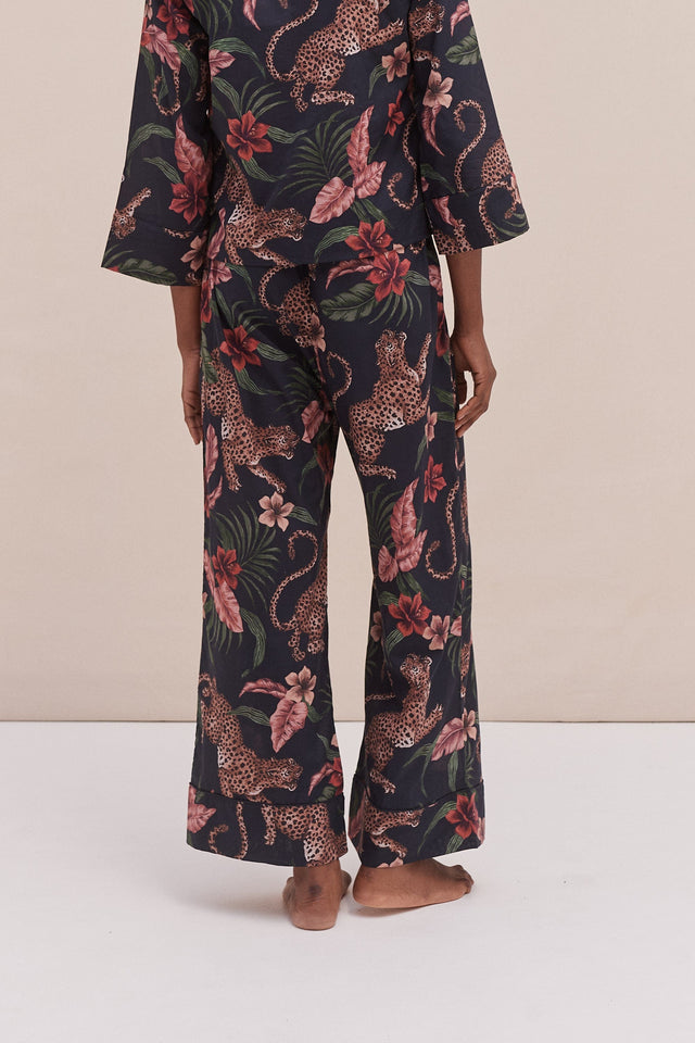 Wide Leg Pyjama Trousers Soleia Leopard Print Multi