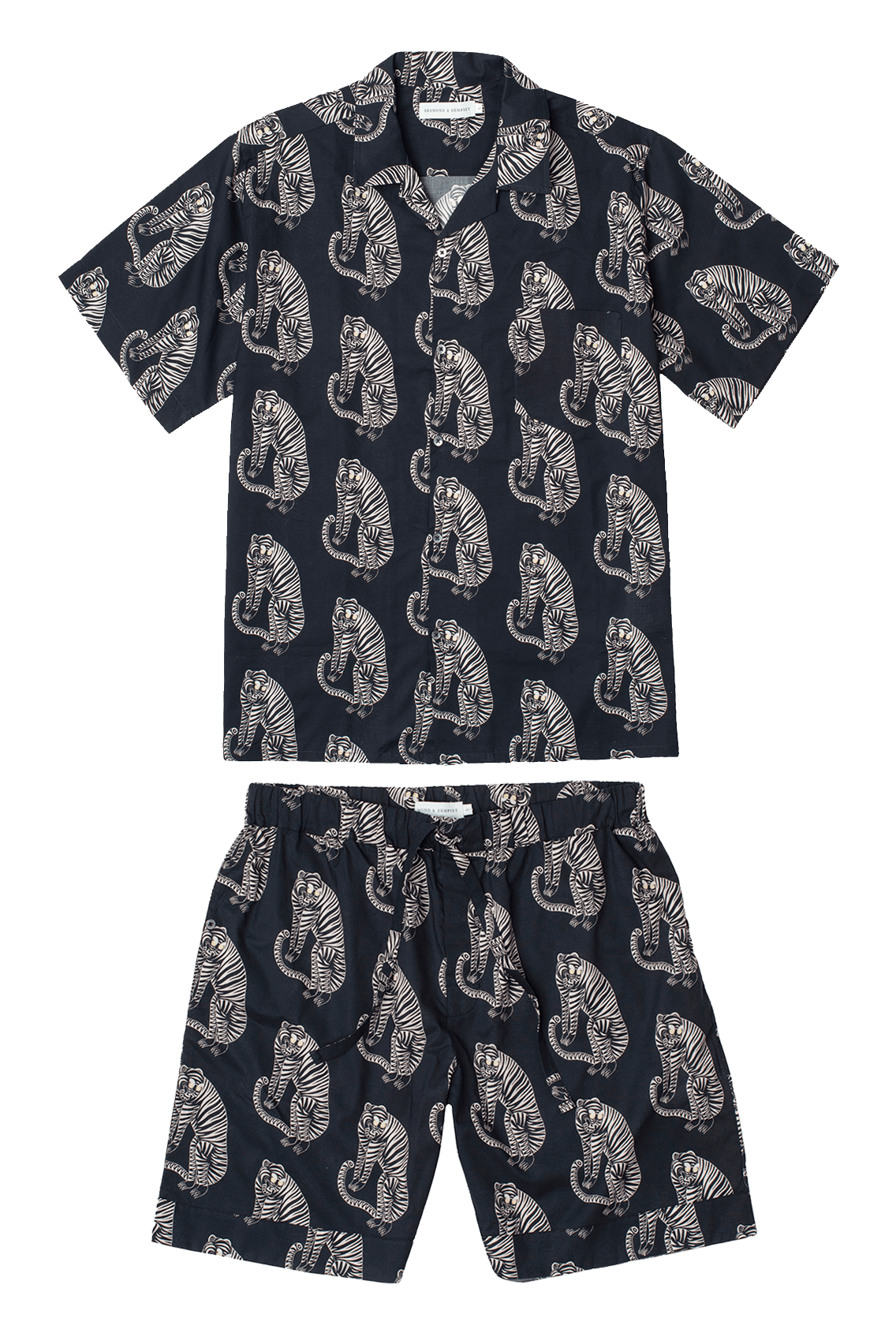 Men’s Cuban Pyjama Set Sansindo Print Black/Cream