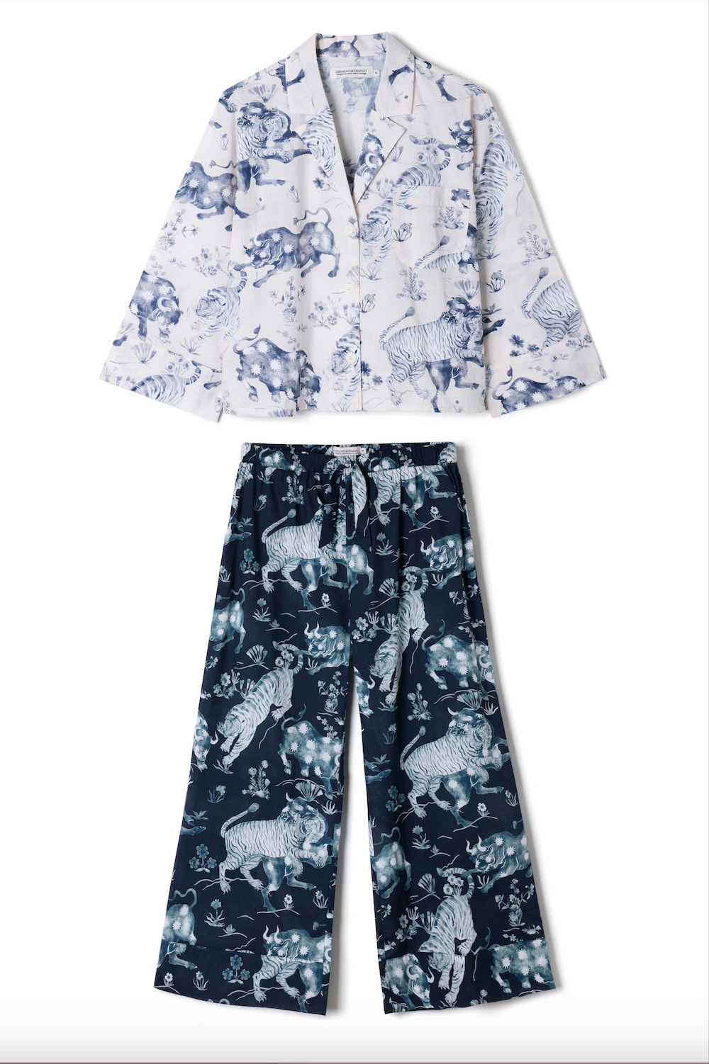 Boxy Shirt & Wide Leg Set Thunderheart Cream/Navy