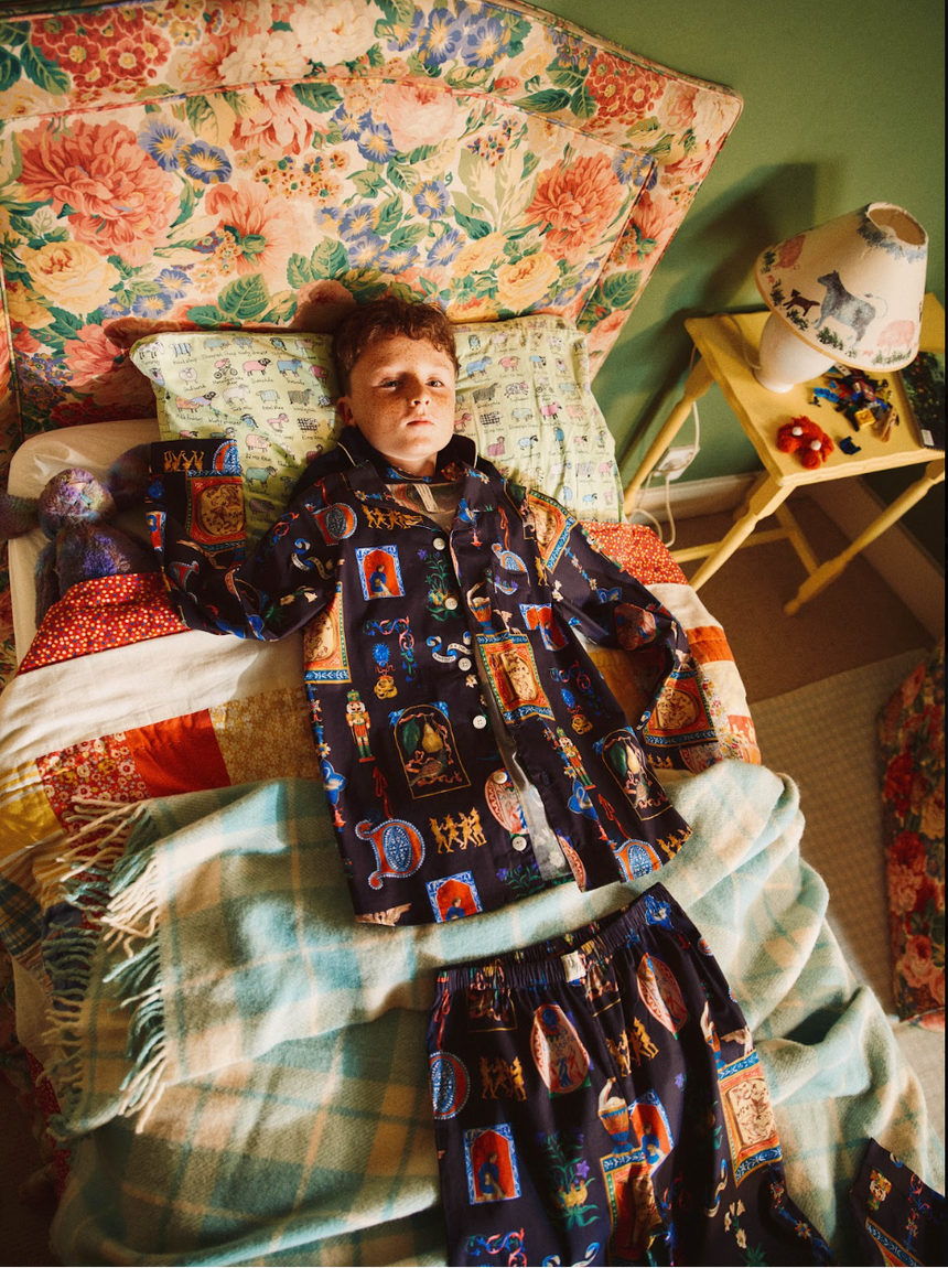 Kids 402 Long Pyjama Set 12 Days of Christmas Navy