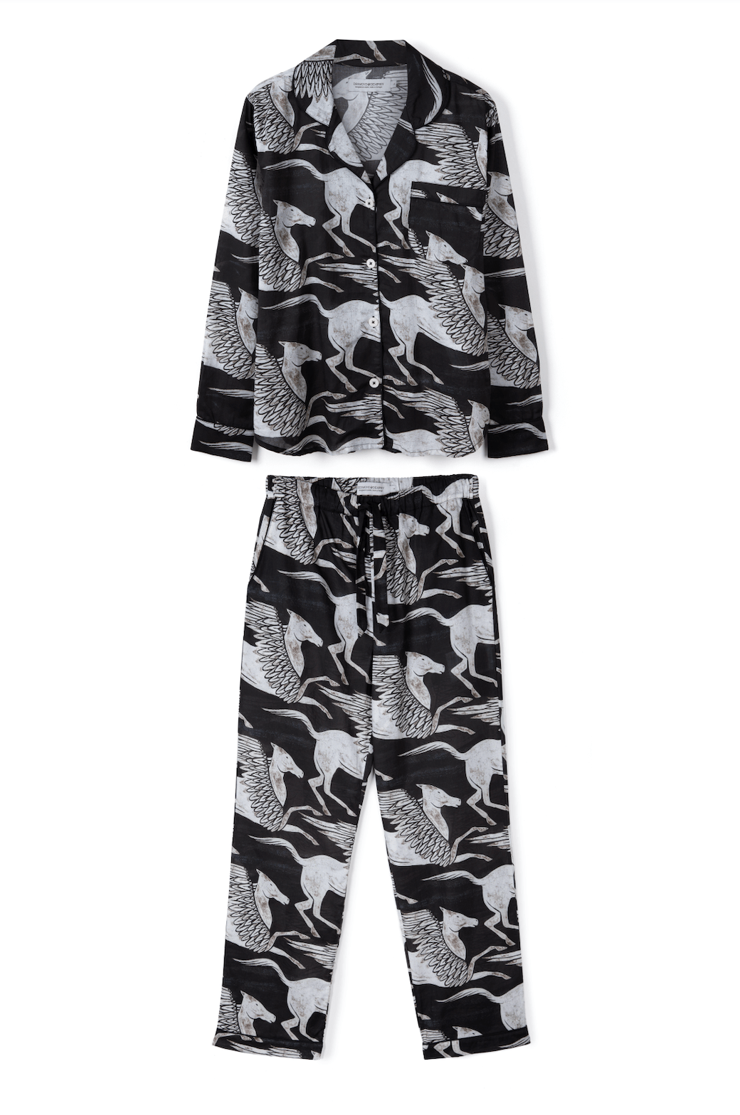 Long Pyjama Set Pegasus Black/White