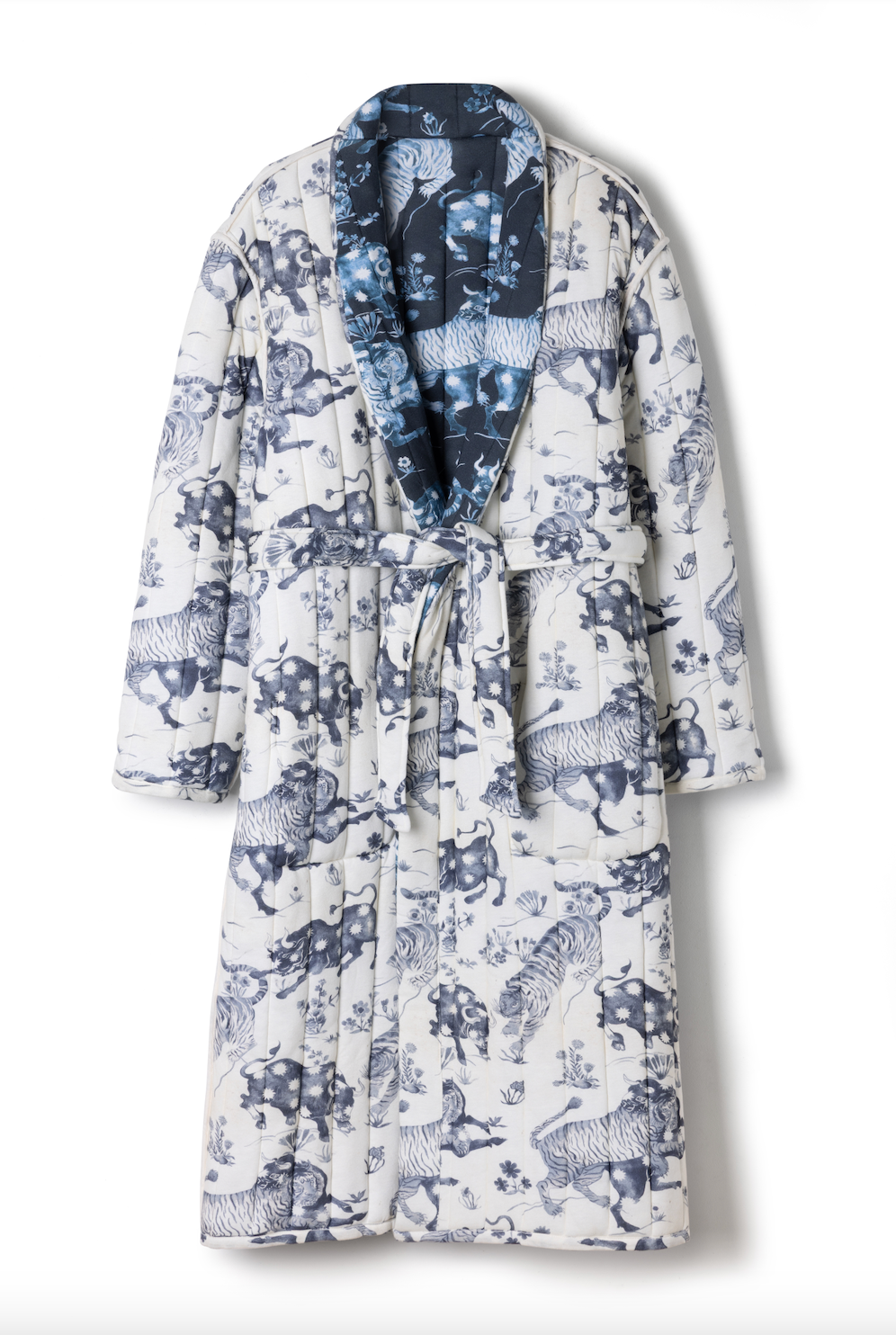 Quilted Jersey Robe Thunderheart Navy/Cream