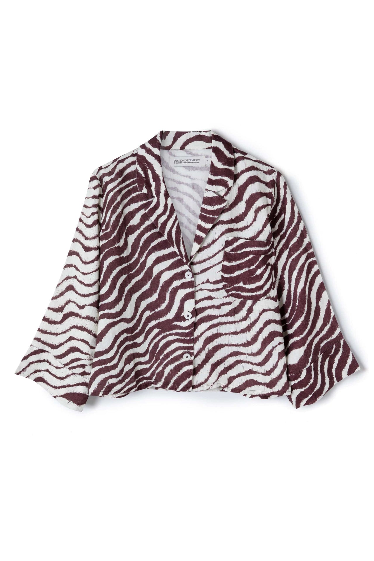 Boxy Shirt Tide Print Cocoa/Cream Linen