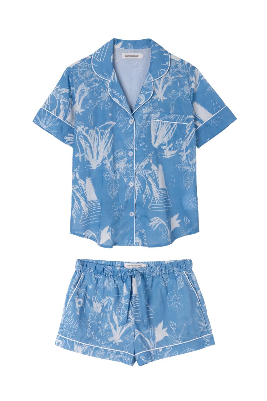 Short Pyjama Set Temple Del Sol Blue