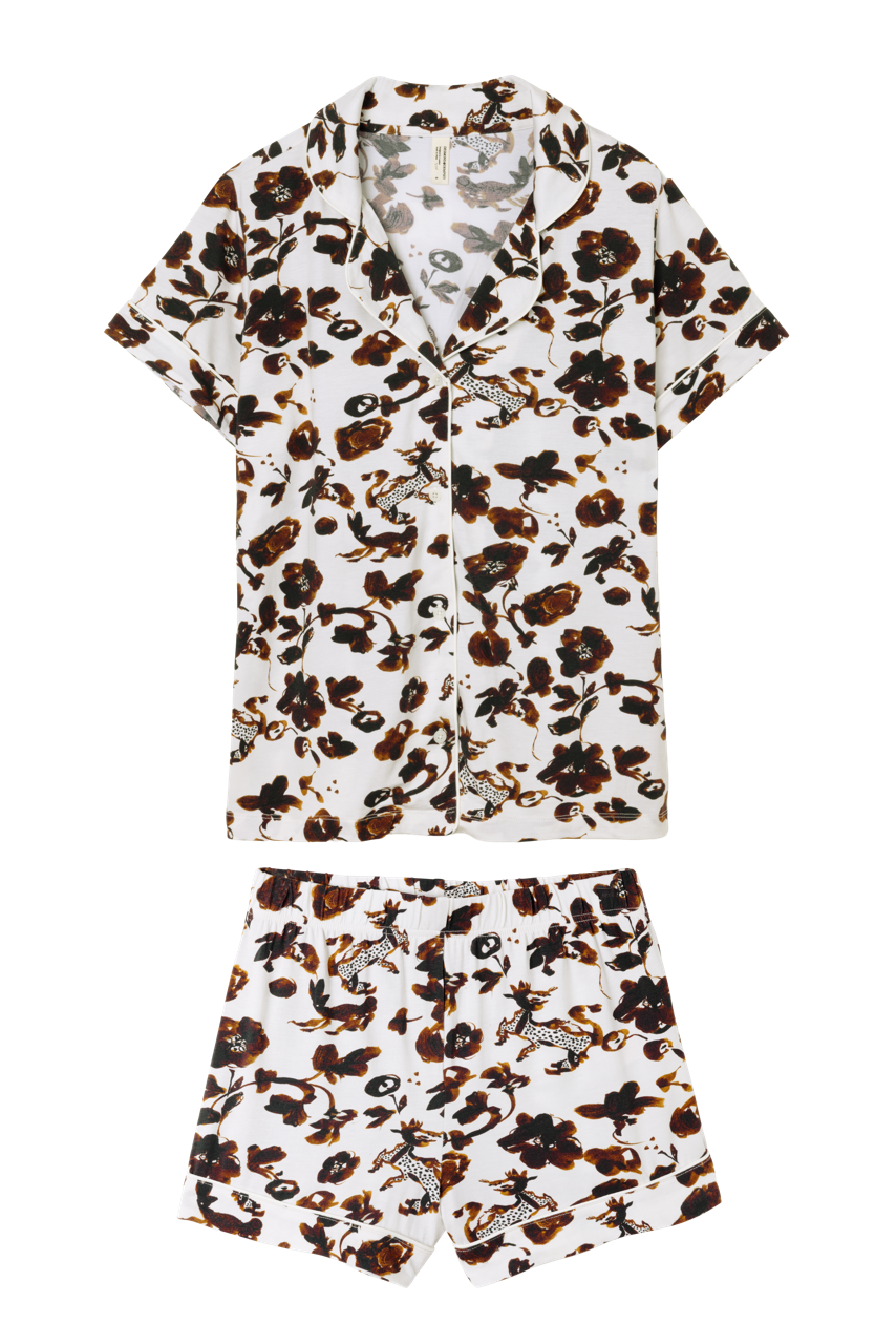 Lyocell Jersey Short Pyjama Set Bunny Cream/Brown