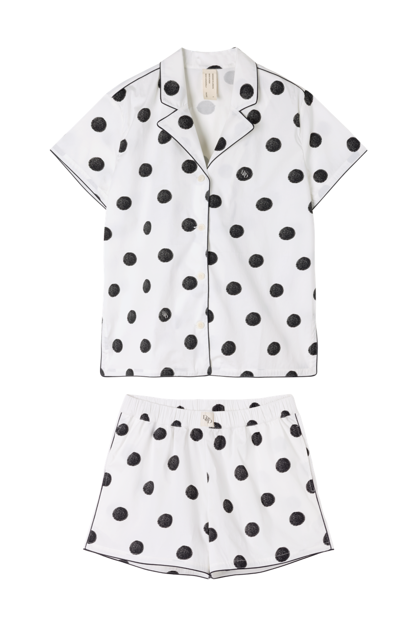 402 Short Pyjama Set Dot White/Black