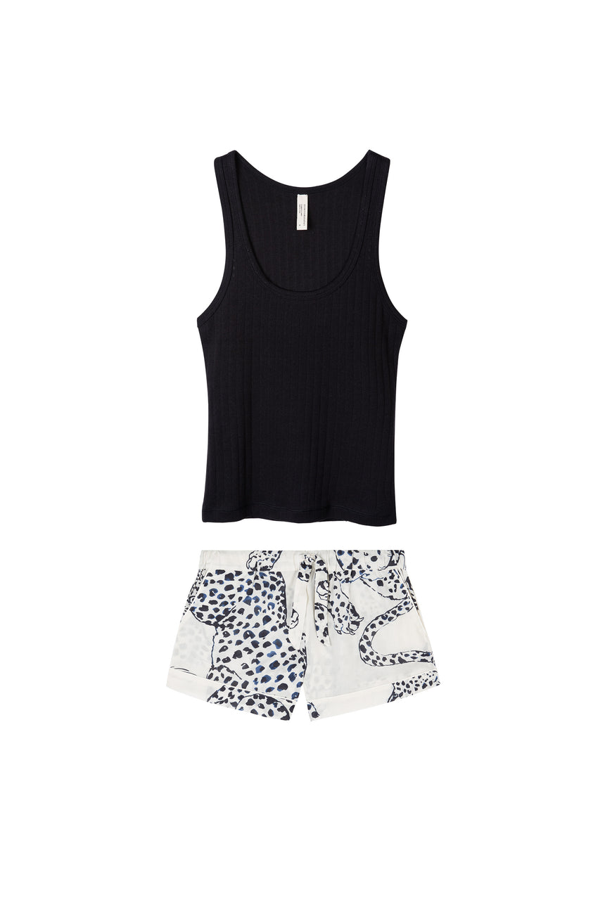 Tank Top &amp; Shorts Set Black/The Jag Print Cream