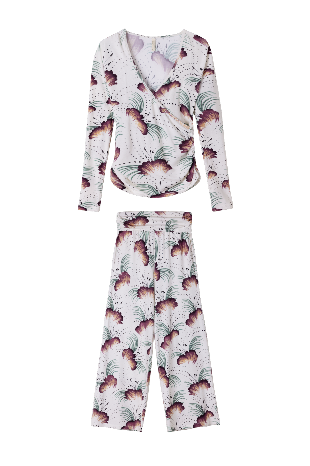 Lyocell Jersey Wrap Top & Fold Over Trousers Set Tigerlily Cream