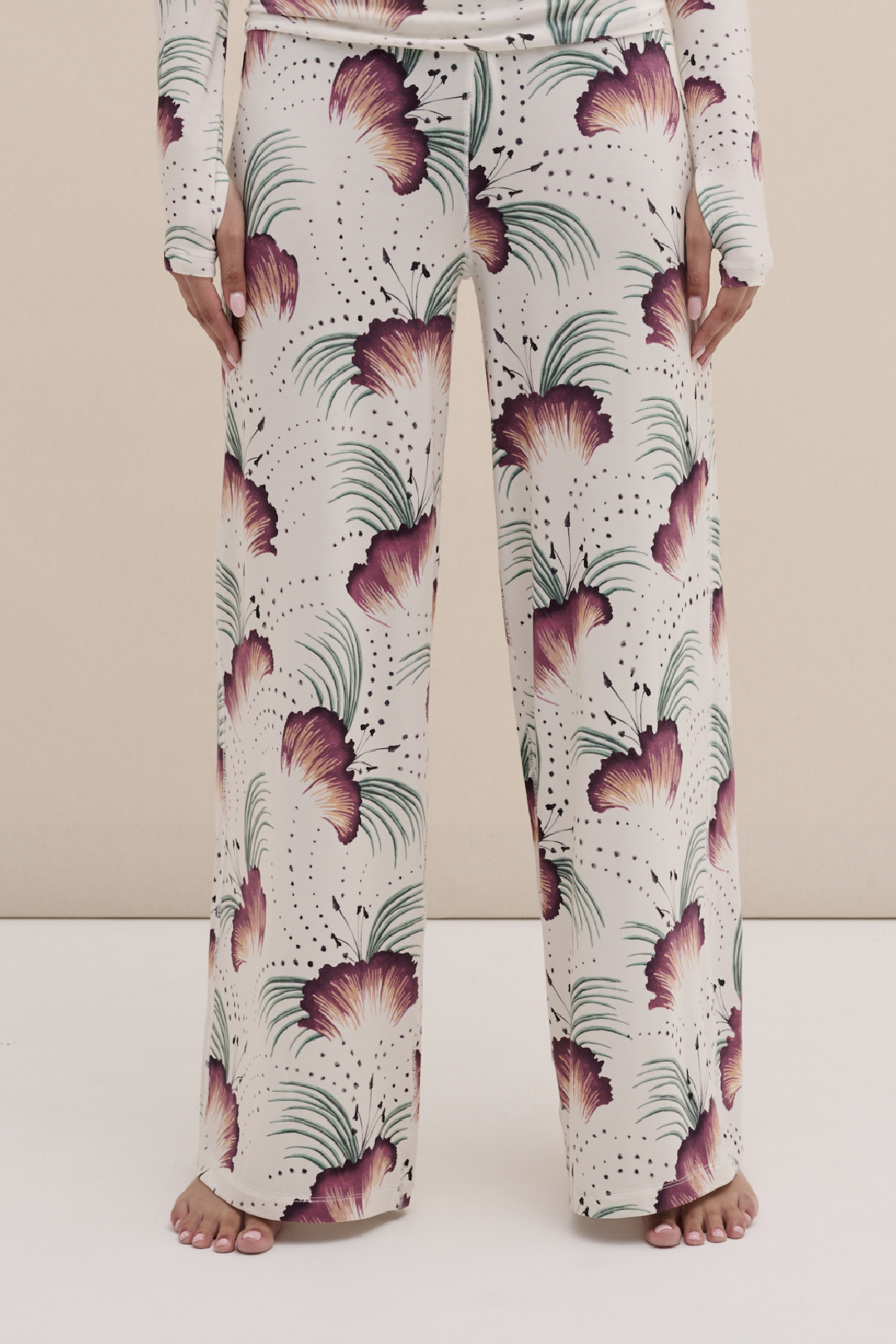 Lyocell Jersey Fold Over Trousers Tigerlily Cream