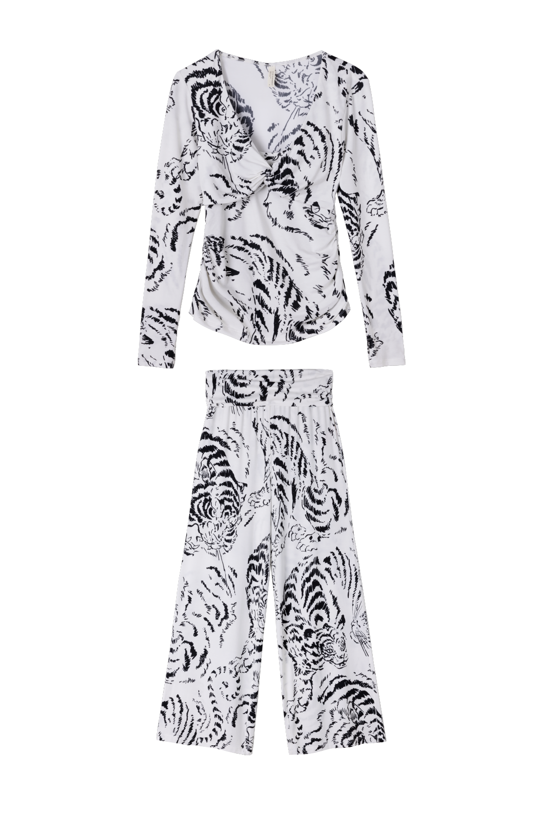 Lyocell Jersey Twist Top & Fold Over Trousers Set Tigress Cream