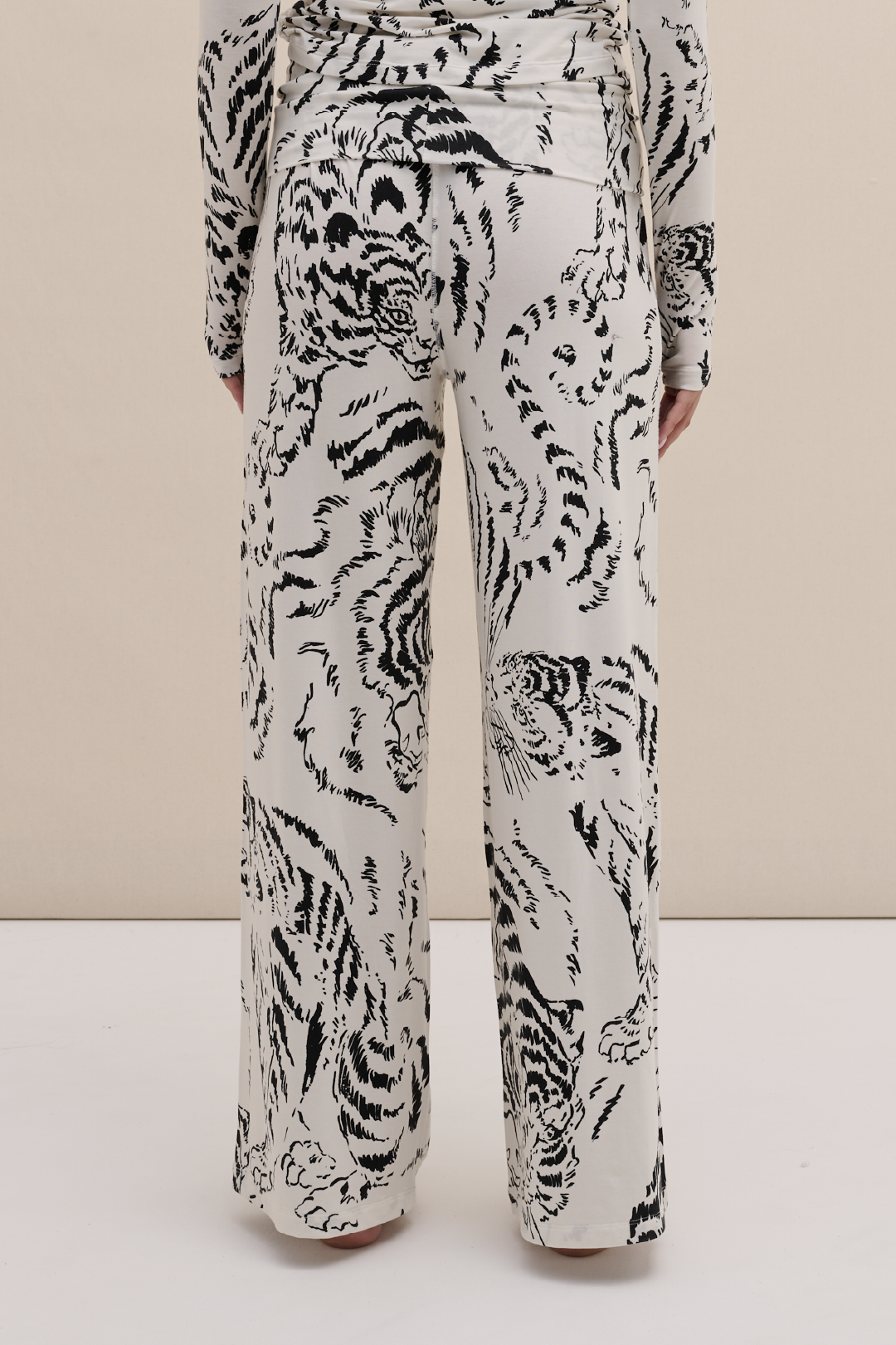 Lyocell Jersey Fold Over Trousers Tigress Cream